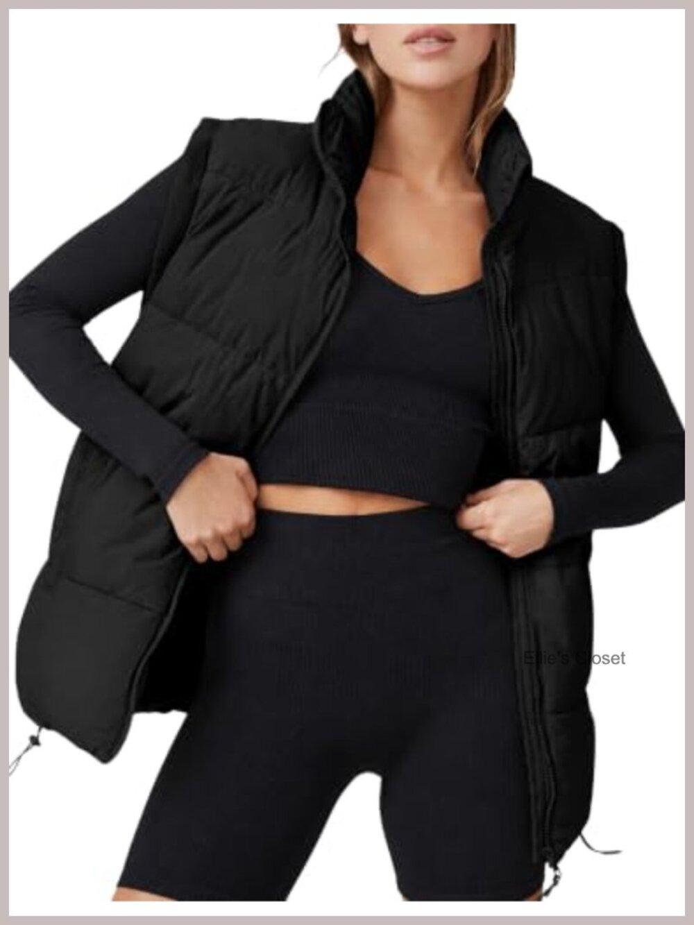 Quilted Puffer Vest Stand Collar Sleeveless Zip Winter Gilet Coat